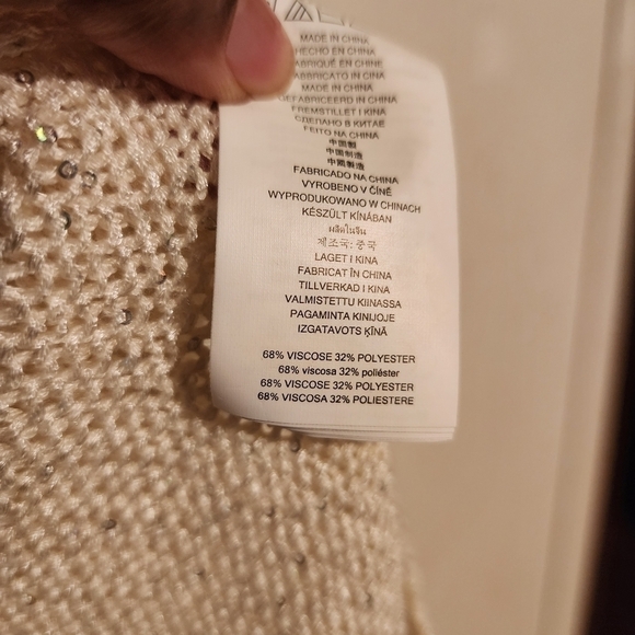 FLAWED Michael Michael Kors High Neck Tank Sequin Ivory Sweater Sz XL NWT - Picture 6 of 10